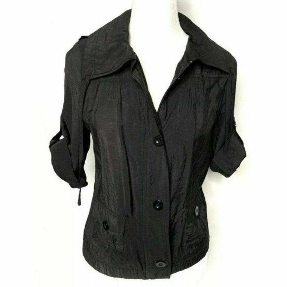 Basic Edge Clothing Black Utility Cropped Jacket … - image 6